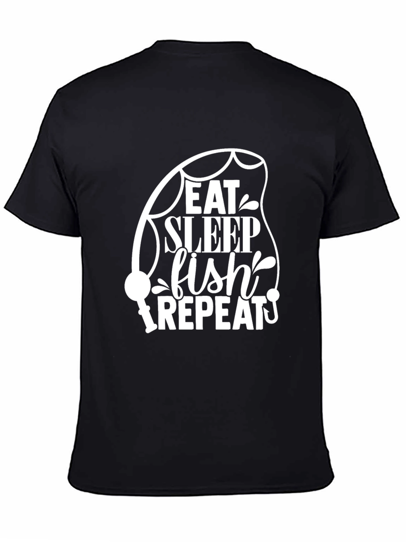 Eat Sleep Fish Repeat Black T-Shirt