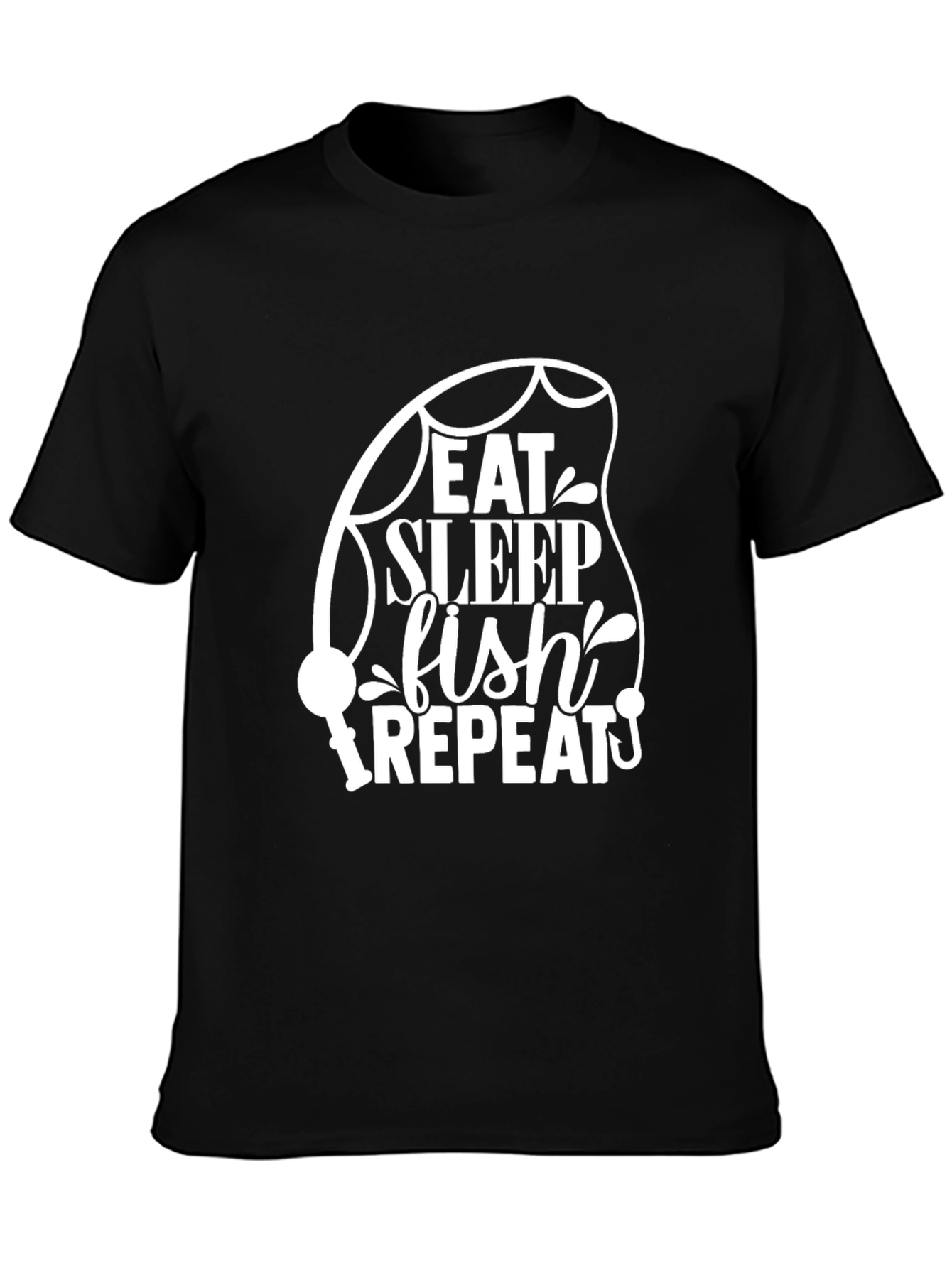 Eat Sleep Fish Repeat Black T-Shirt