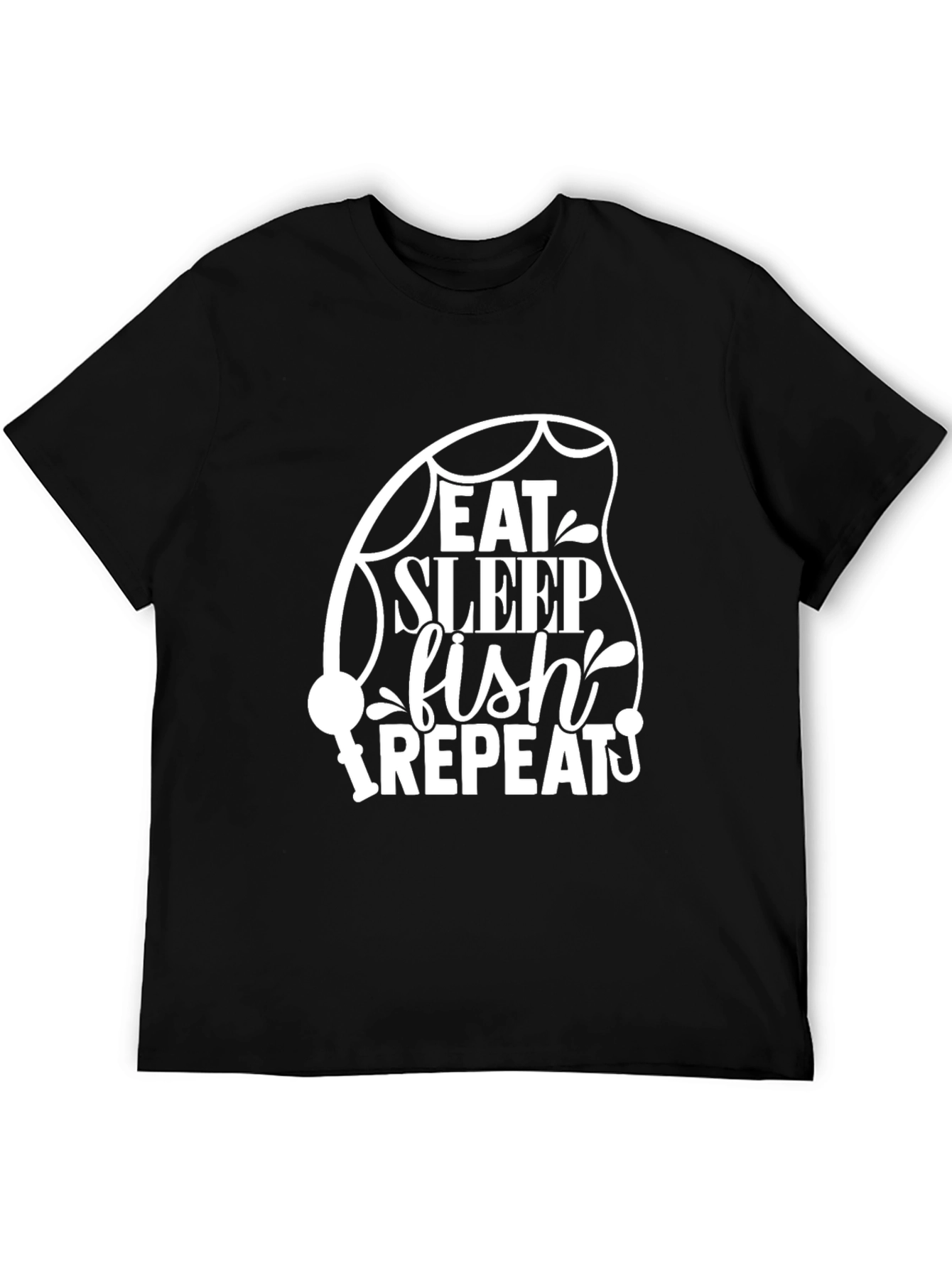 Eat Sleep Fish Repeat Black T-Shirt