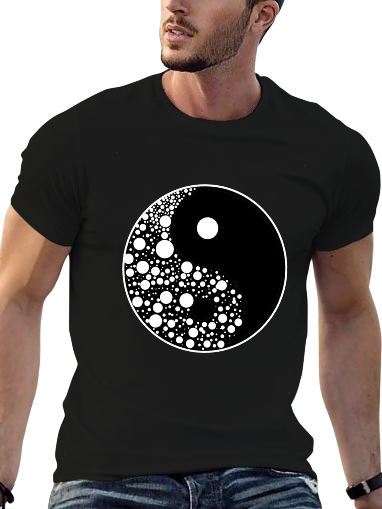 Yin Yang Circle Dot Pattern Tee - Classic Harmony