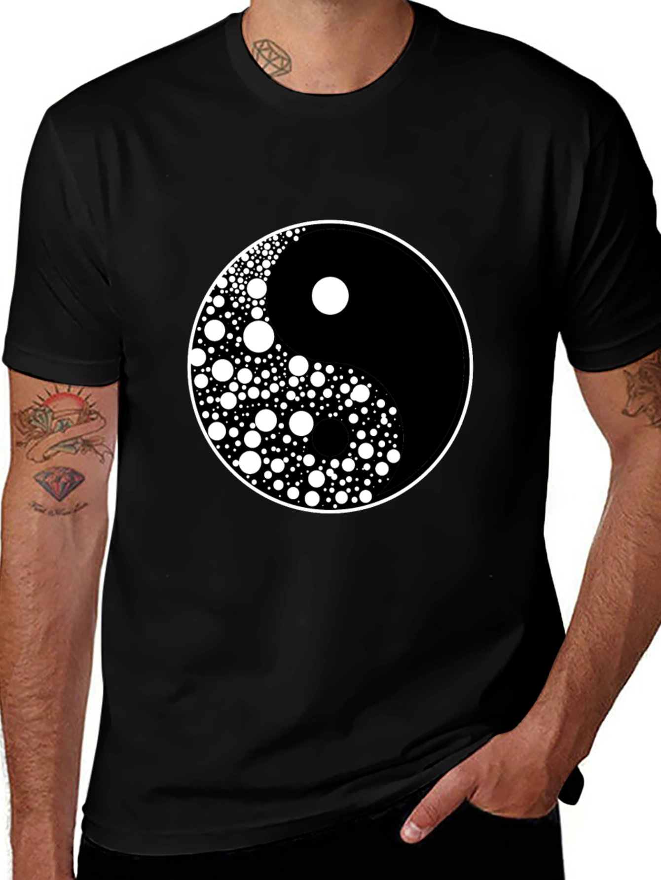 Yin Yang Circle Dot Pattern Tee - Classic Harmony