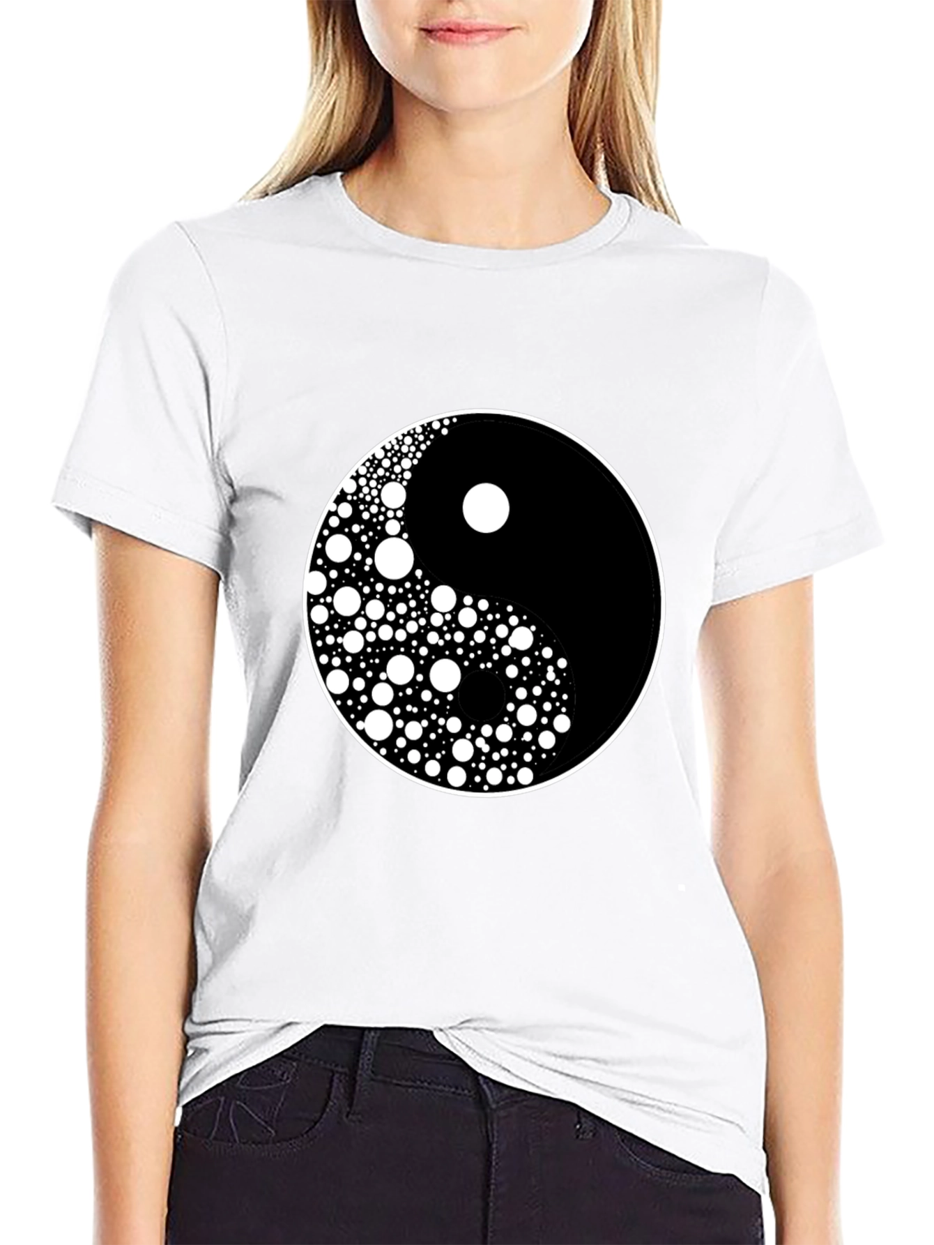 Yin Yang Circle Dot Pattern Tee - Classic Harmony