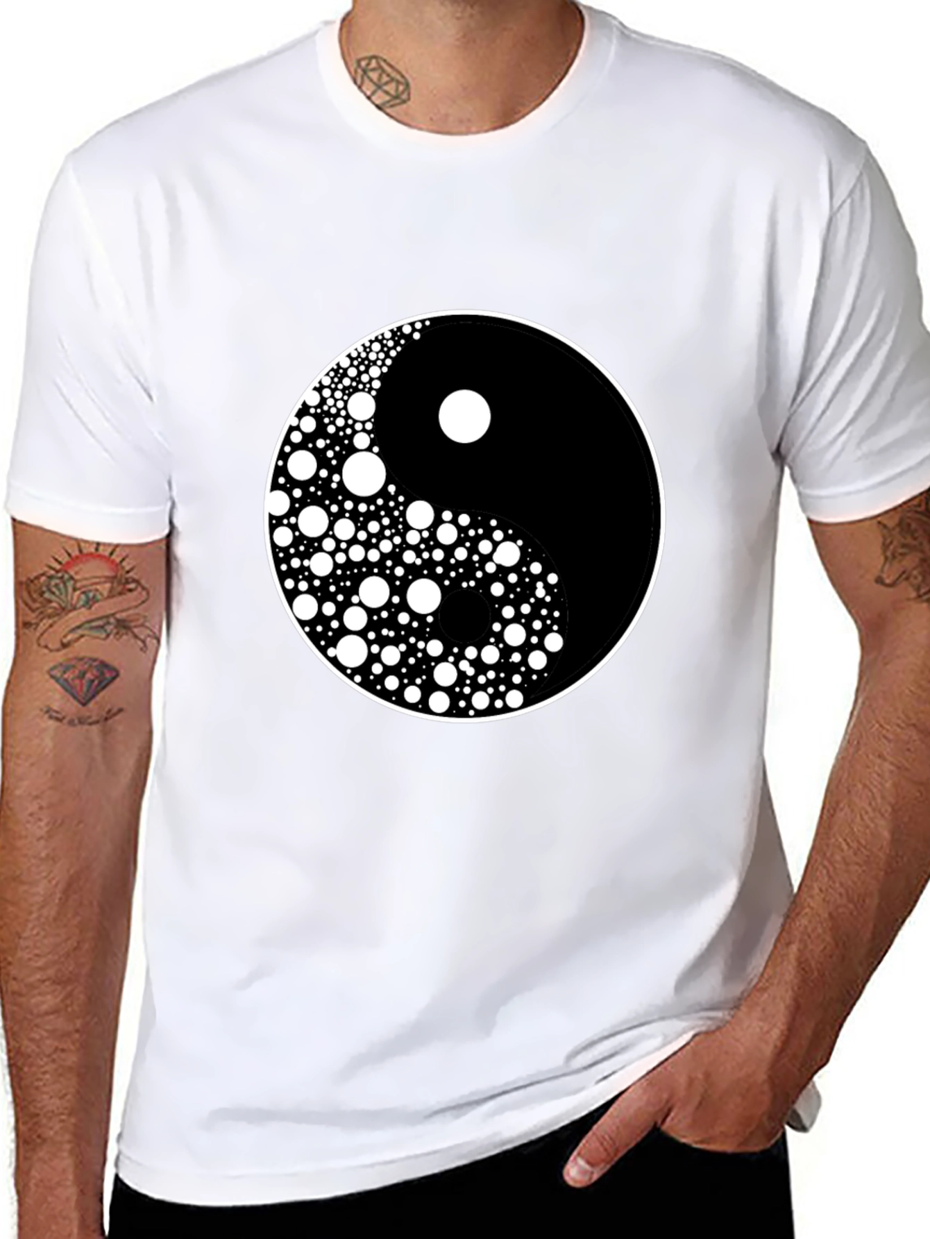 Yin Yang Circle Dot Pattern Tee - Classic Harmony