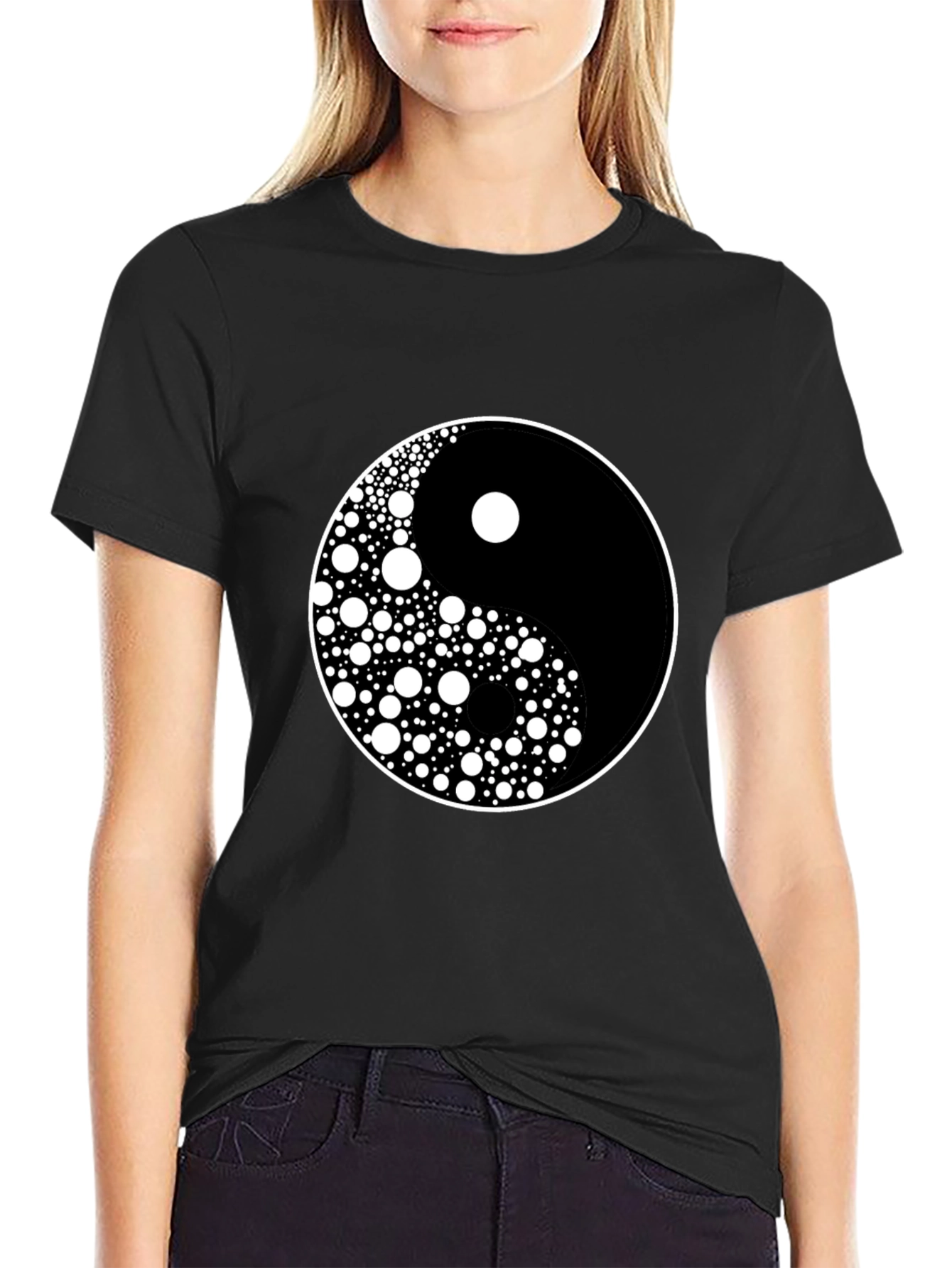 Yin Yang Circle Dot Pattern Tee - Classic Harmony
