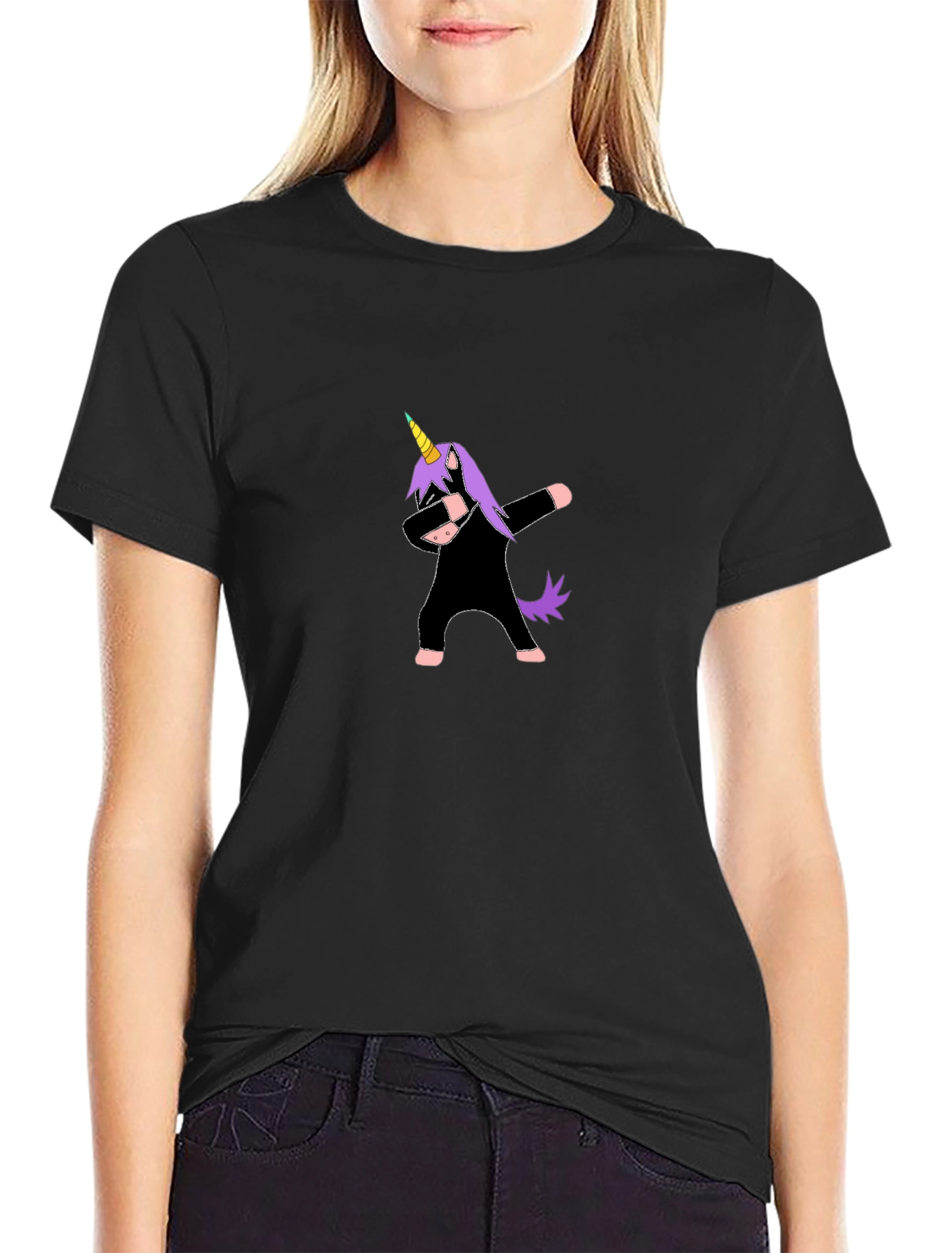 Dabbing Unicorn Black T-Shirt