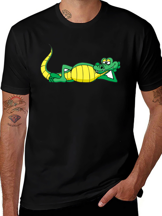 Chill Crocodile Graphic Tee - Black Cotton Shirt