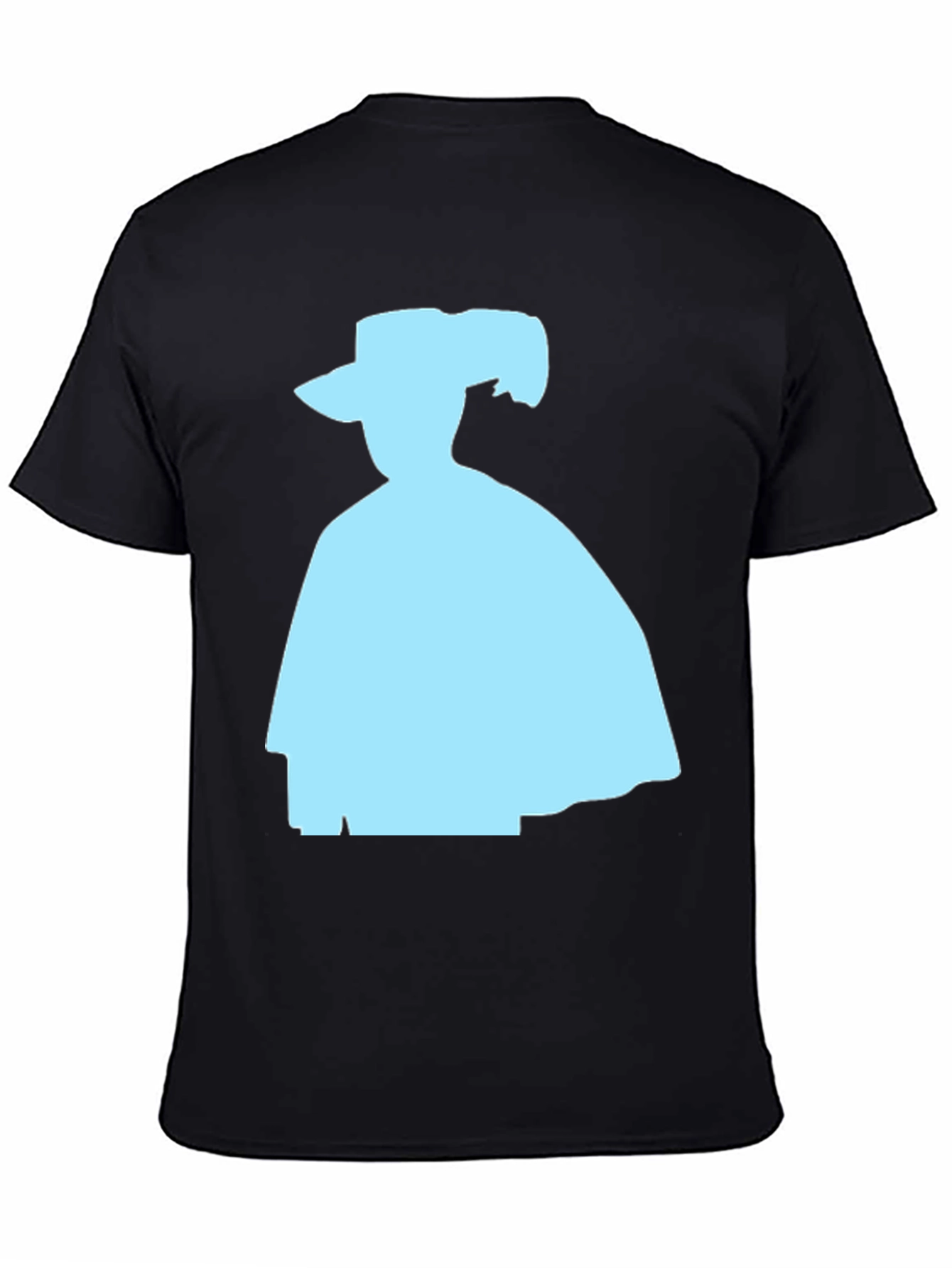 Silhouette Tee: Light Blue Shape on Black