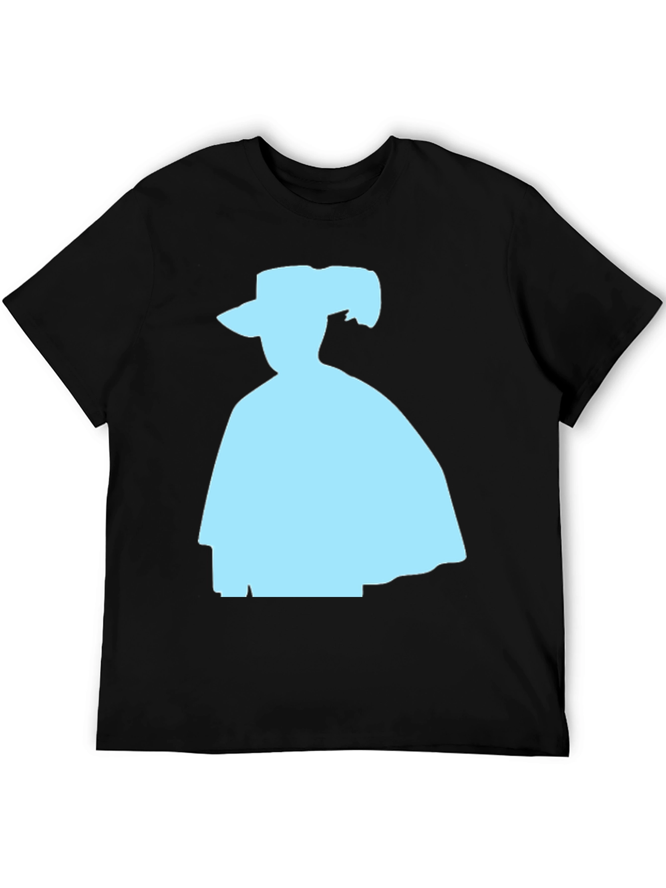 Silhouette Tee: Light Blue Shape on Black