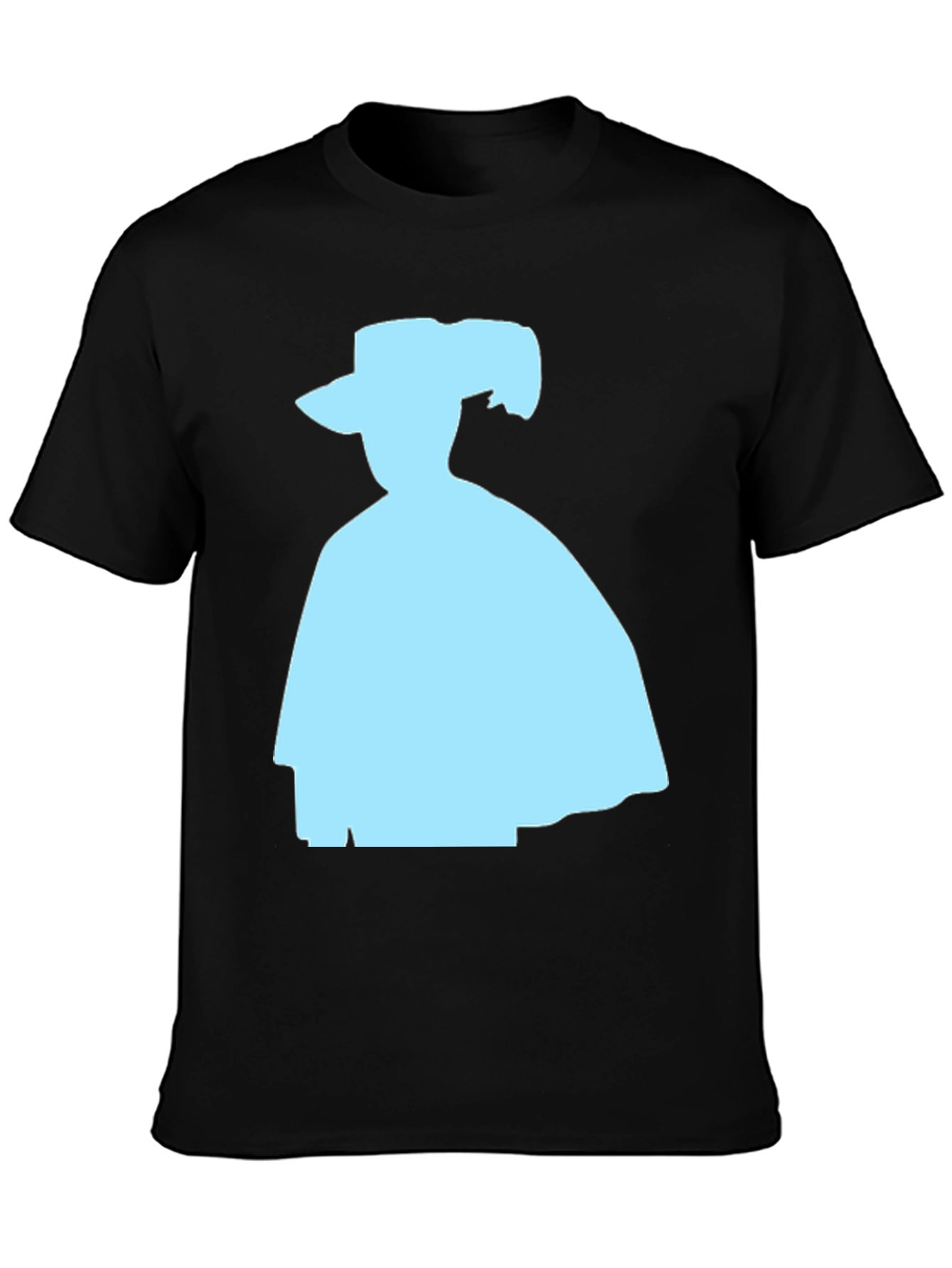 Silhouette Tee: Light Blue Shape on Black