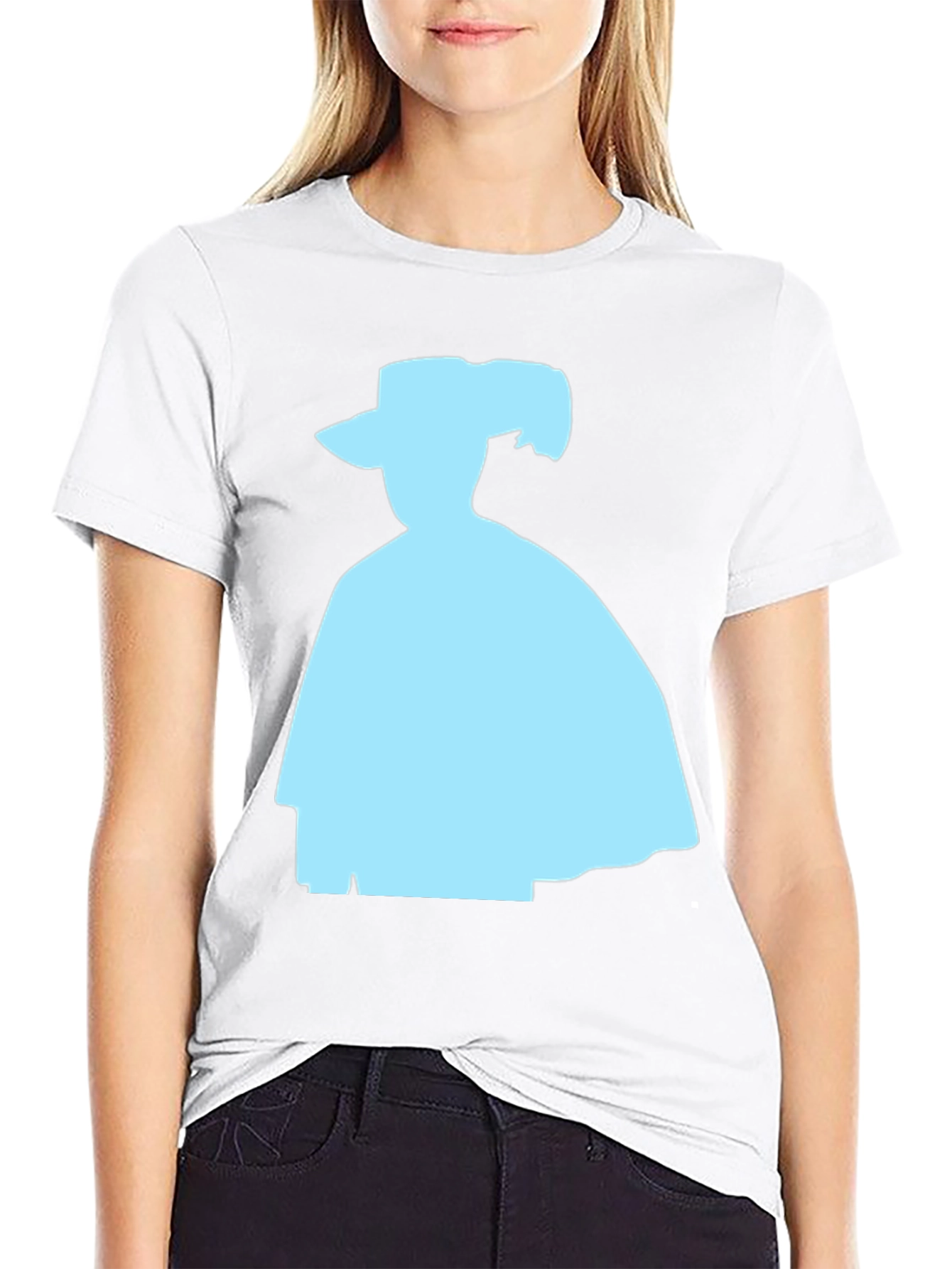 Silhouette Tee: Light Blue Shape on Black