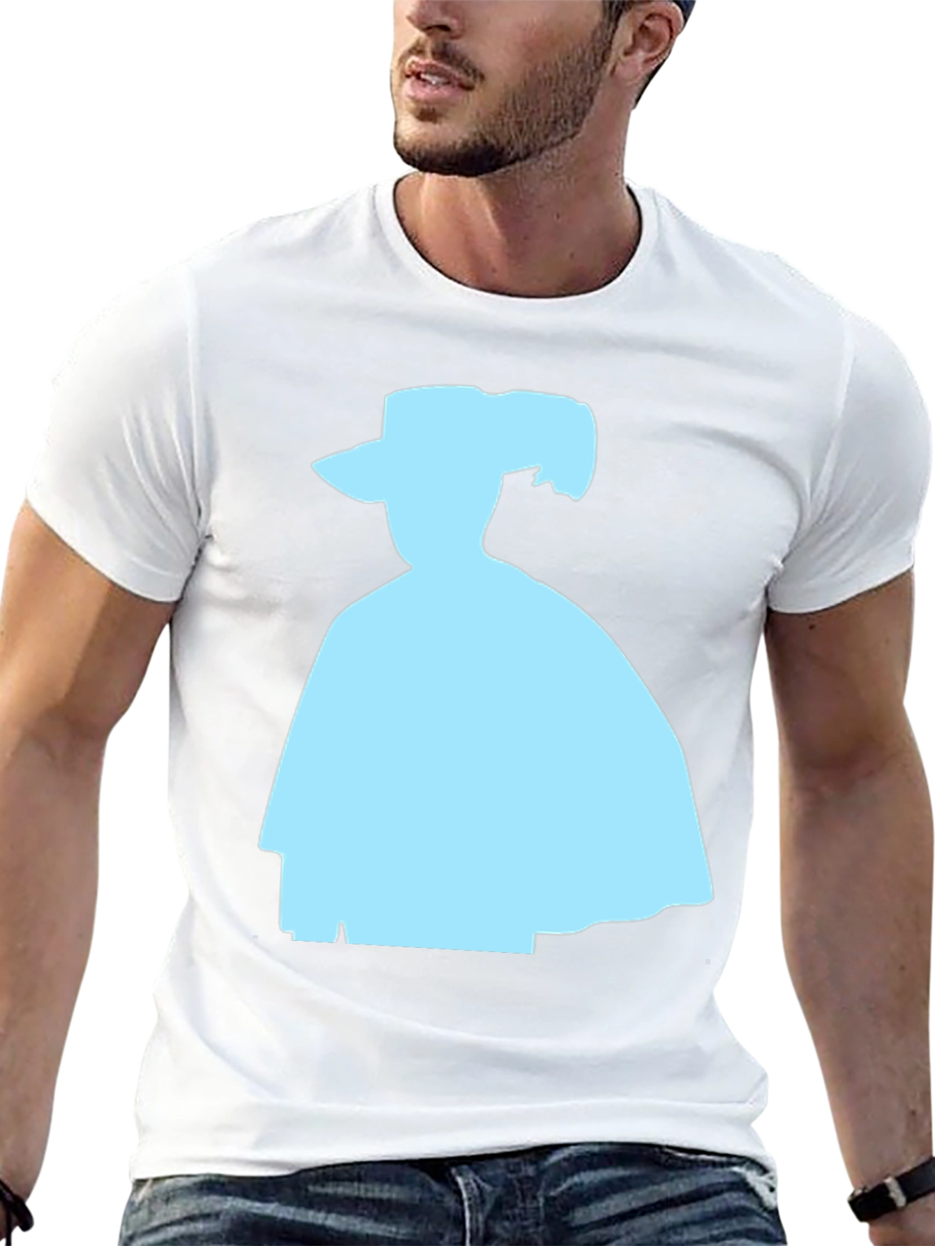 Silhouette Tee: Light Blue Shape on Black