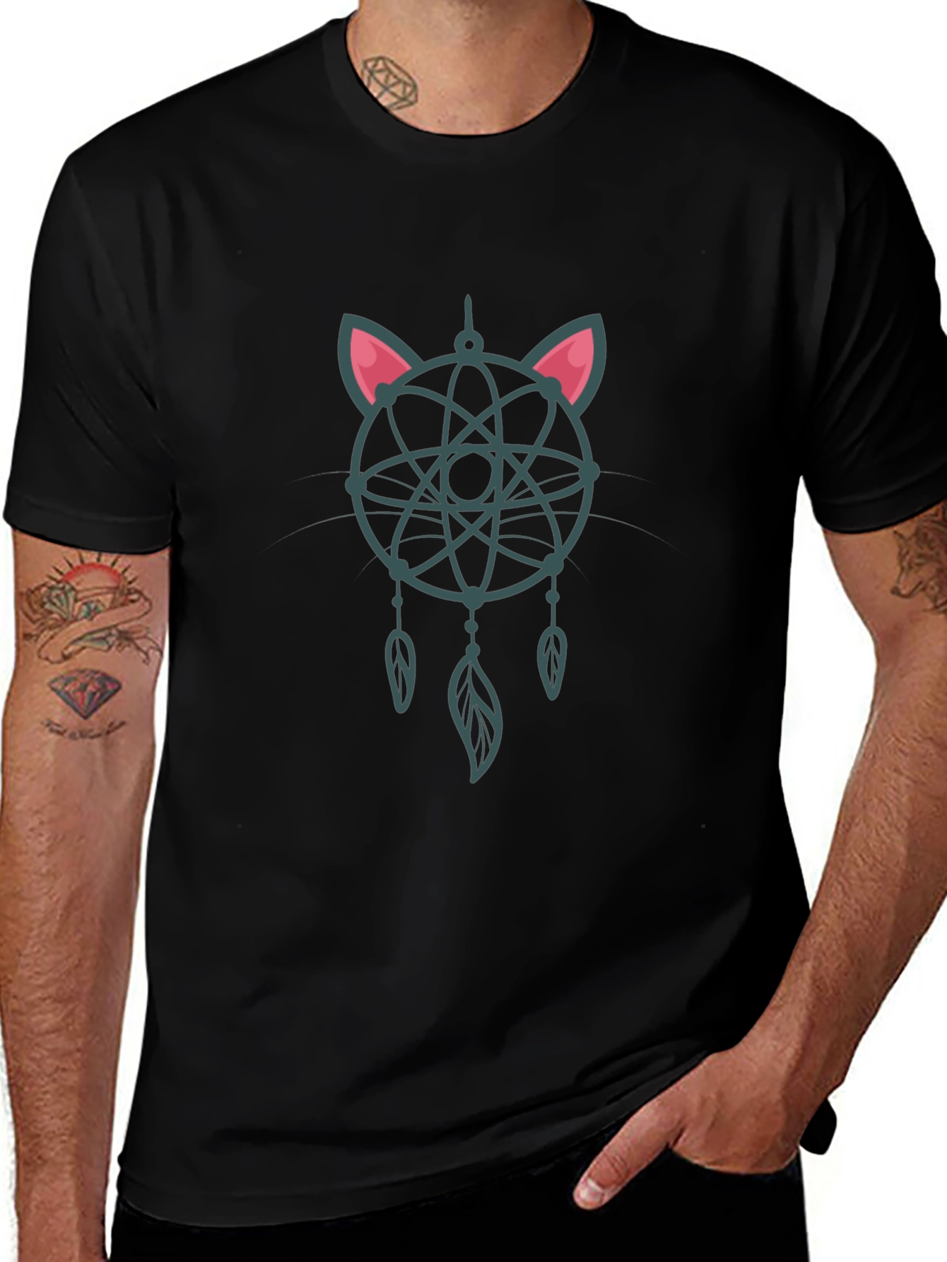 Dreamcatcher Cat Atom T-Shirt - Unique Design