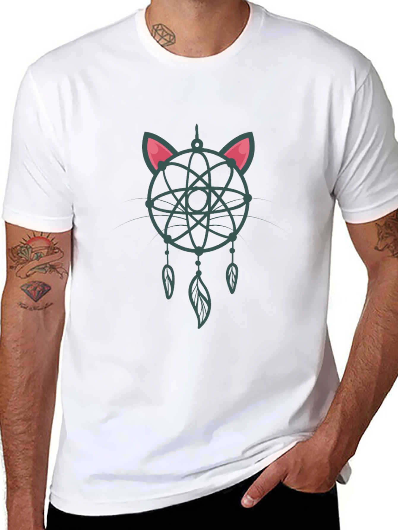 Dreamcatcher Cat Atom T-Shirt - Unique Design