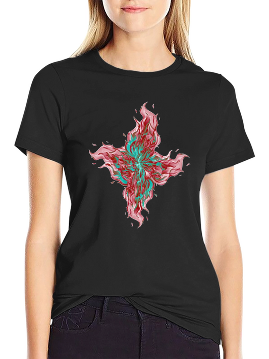 Graphic Print T-Shirt - Bold Floral Design