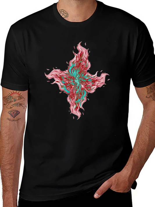 Graphic Print T-Shirt - Bold Floral Design