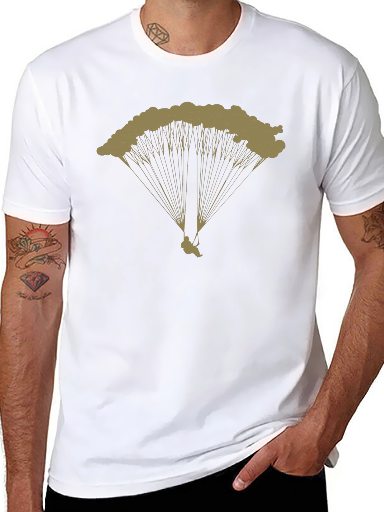Parachute Graphic Tee - Black Cotton T-Shirt