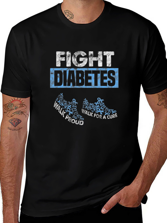 Fight Diabetes Awareness Ribbon Graphic T-Shirt