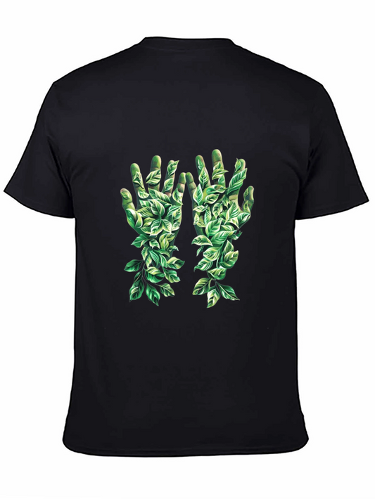 Leaf Hands Graphic Black T-Shirt