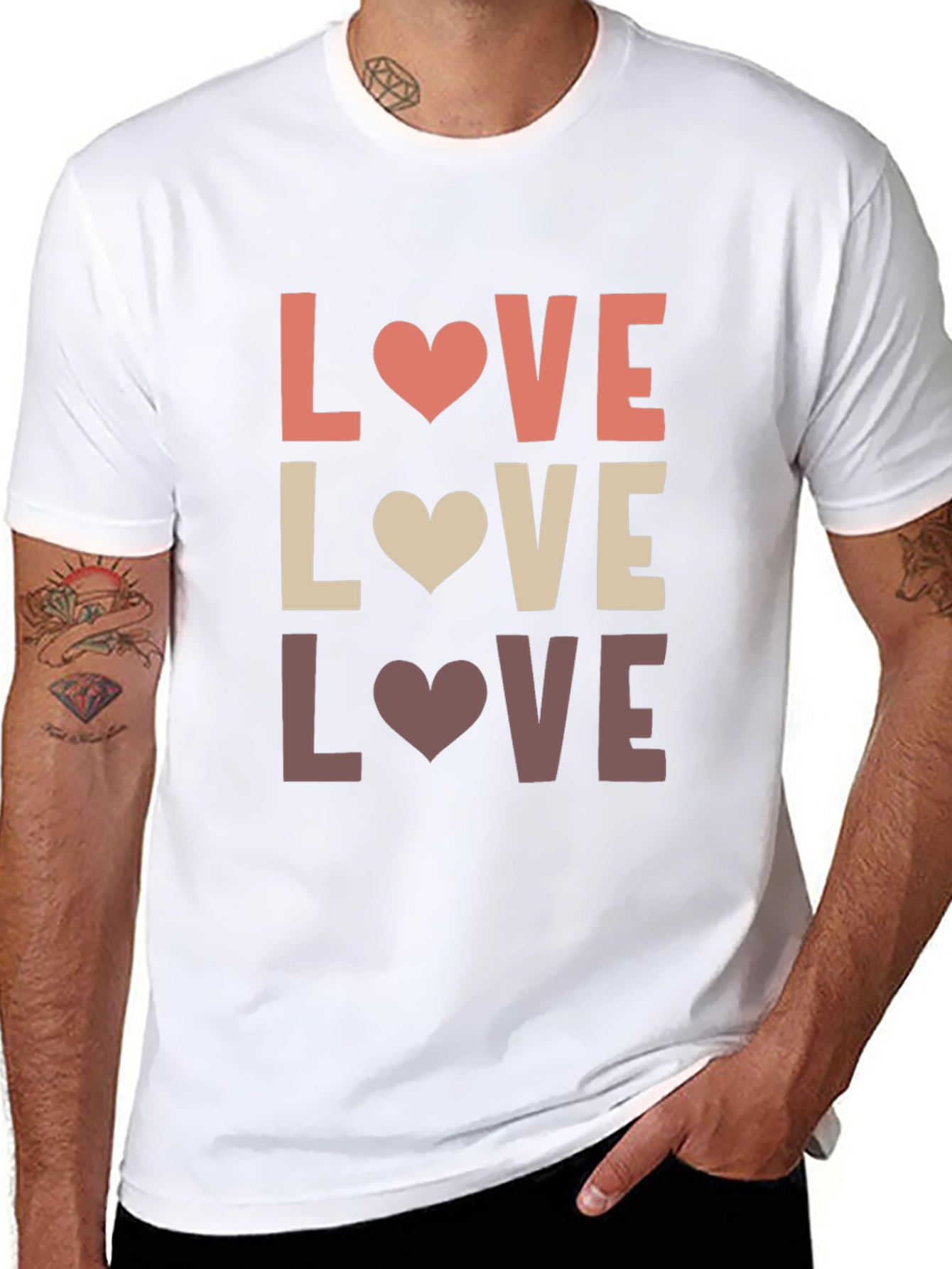 Love Heart Graphic T-Shirt - Mens Casual Tee