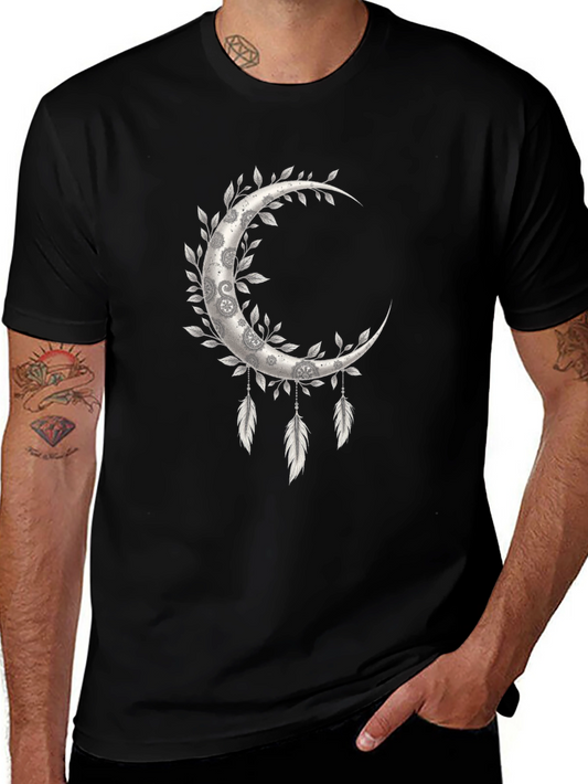 Crescent Moon Feather Graphic Tee - Unisex