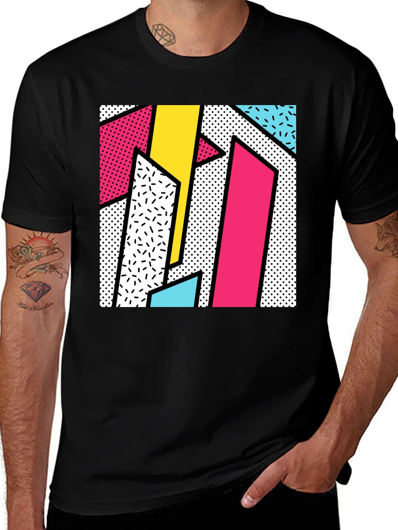 Retro 80s Geometric Pattern T-Shirt