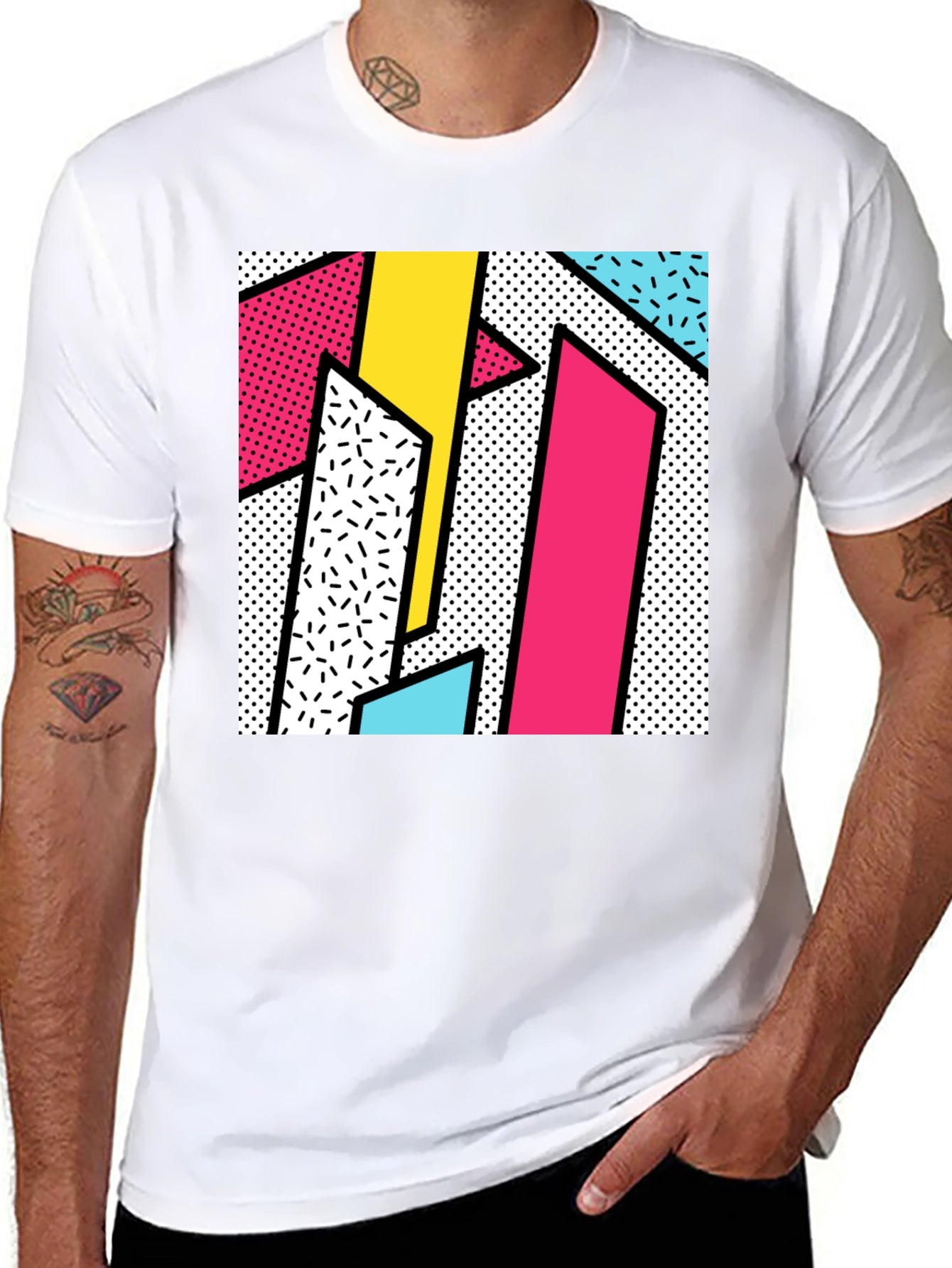 Retro 80s Geometric Pattern T-Shirt