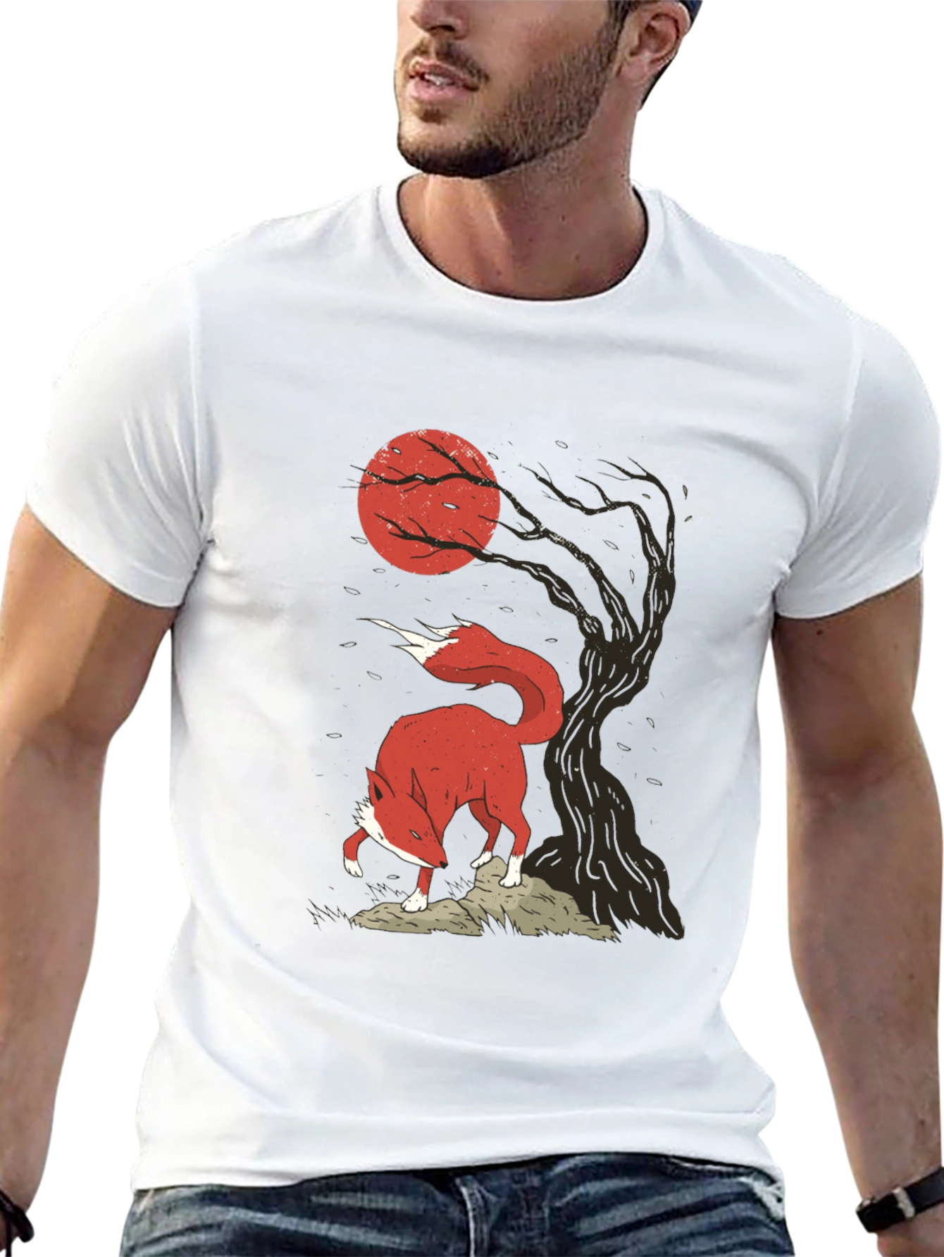 Fox & Moon Graphic Tee - Stylish Mens T-Shirt
