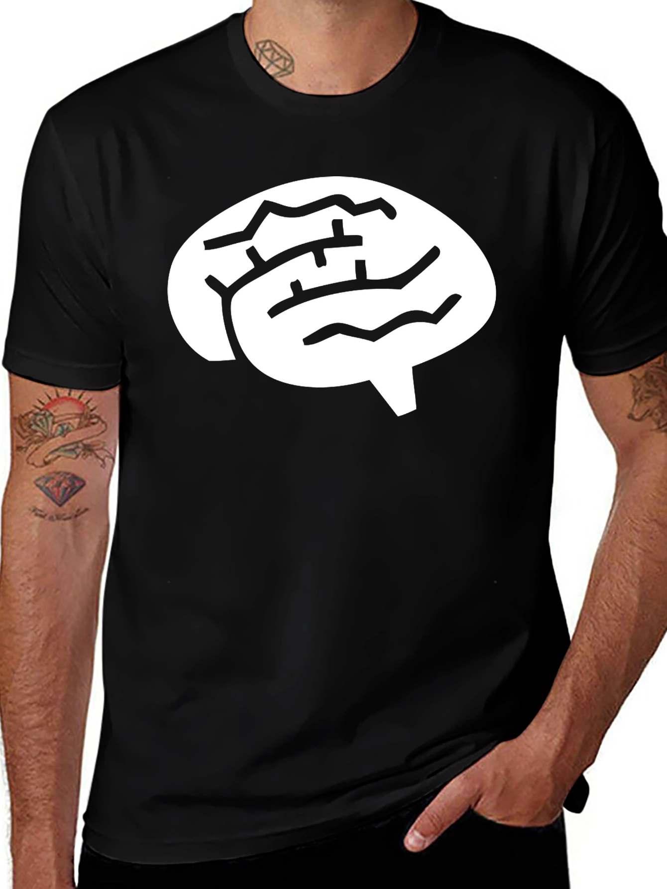 Brain Graphic Black T-Shirt - Unisex Design