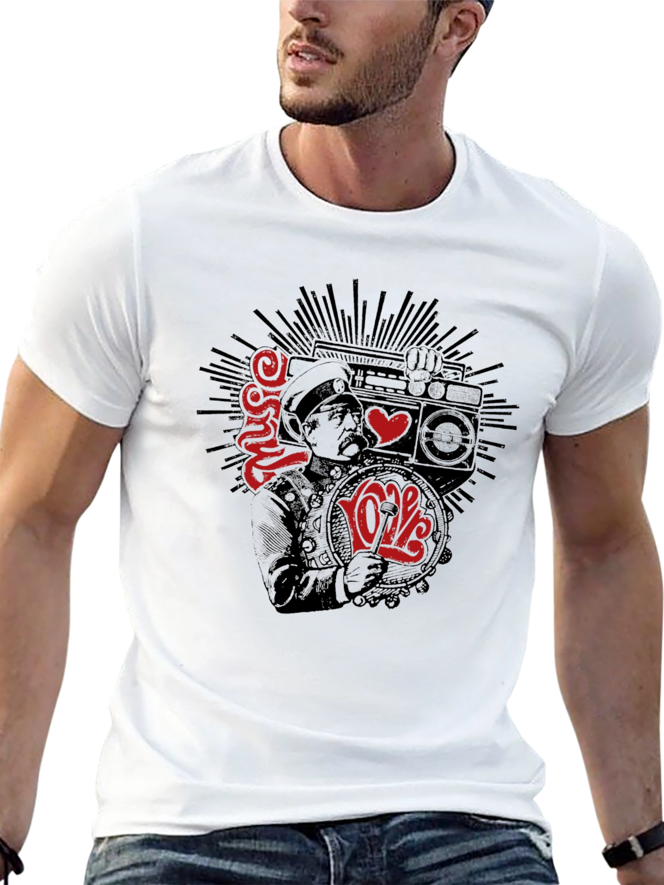 Music Love Tee - Mens Black Graphic T-Shirt