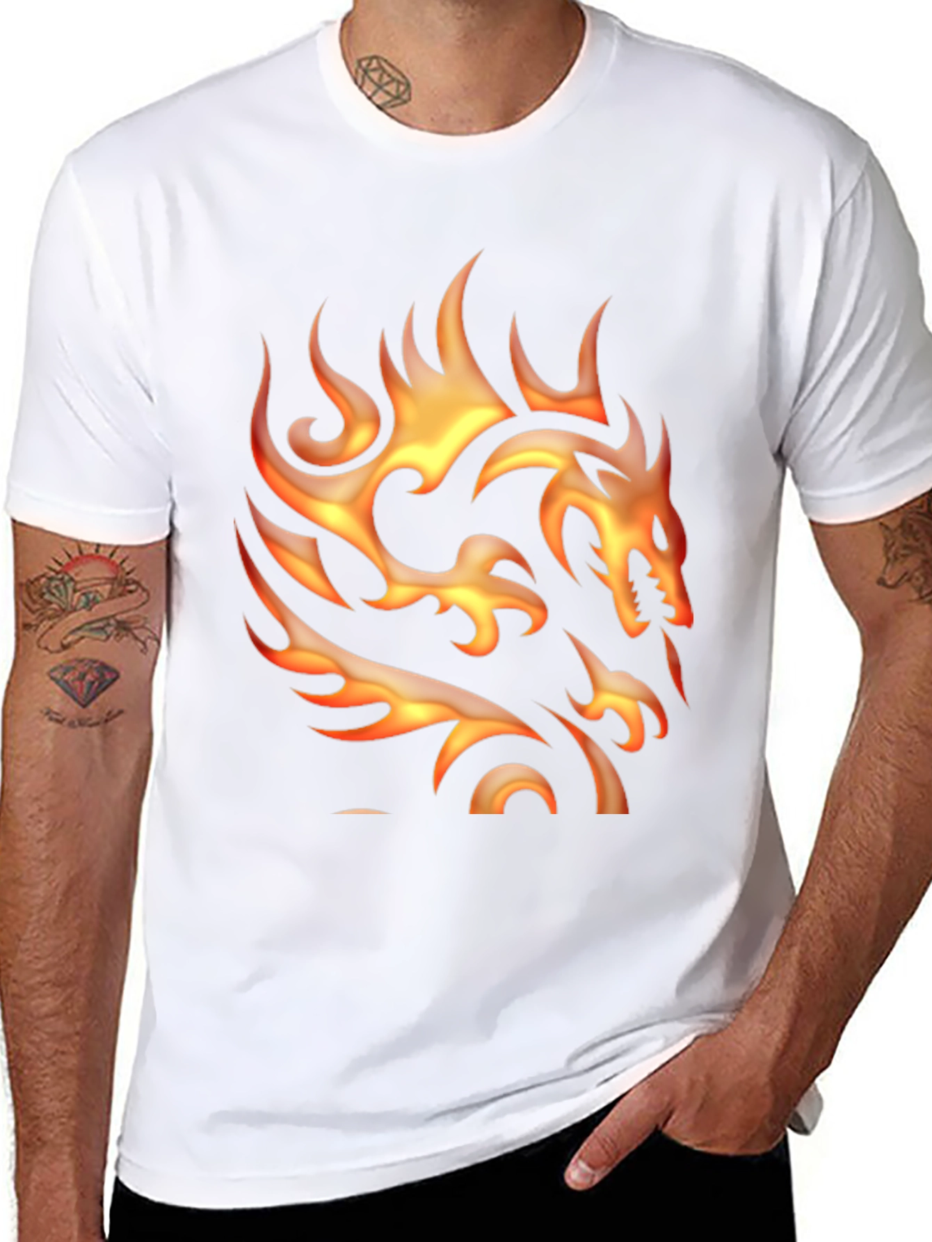 Flaming Dragon Graphic Tee - Bold Style