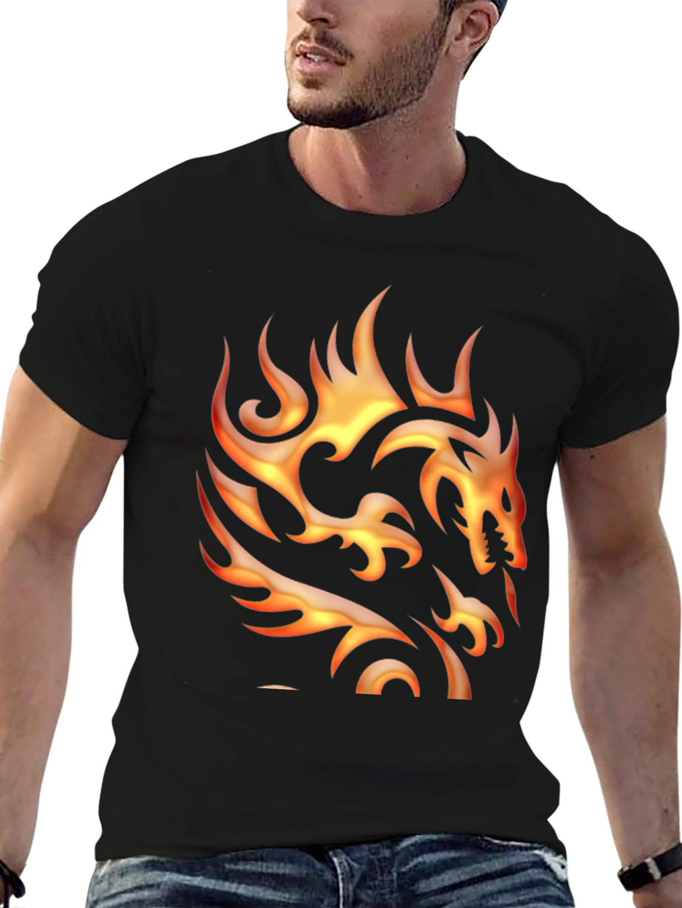 Flaming Dragon Graphic Tee - Bold Style