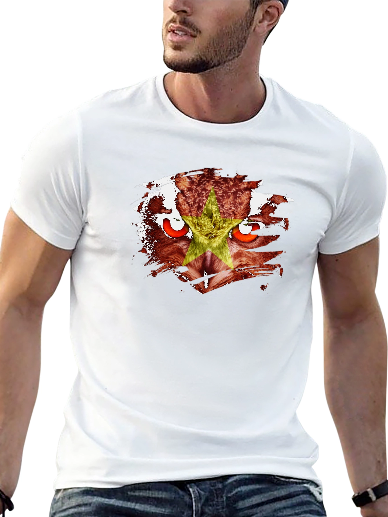 Vietnam Flag Owl Black T-Shirt