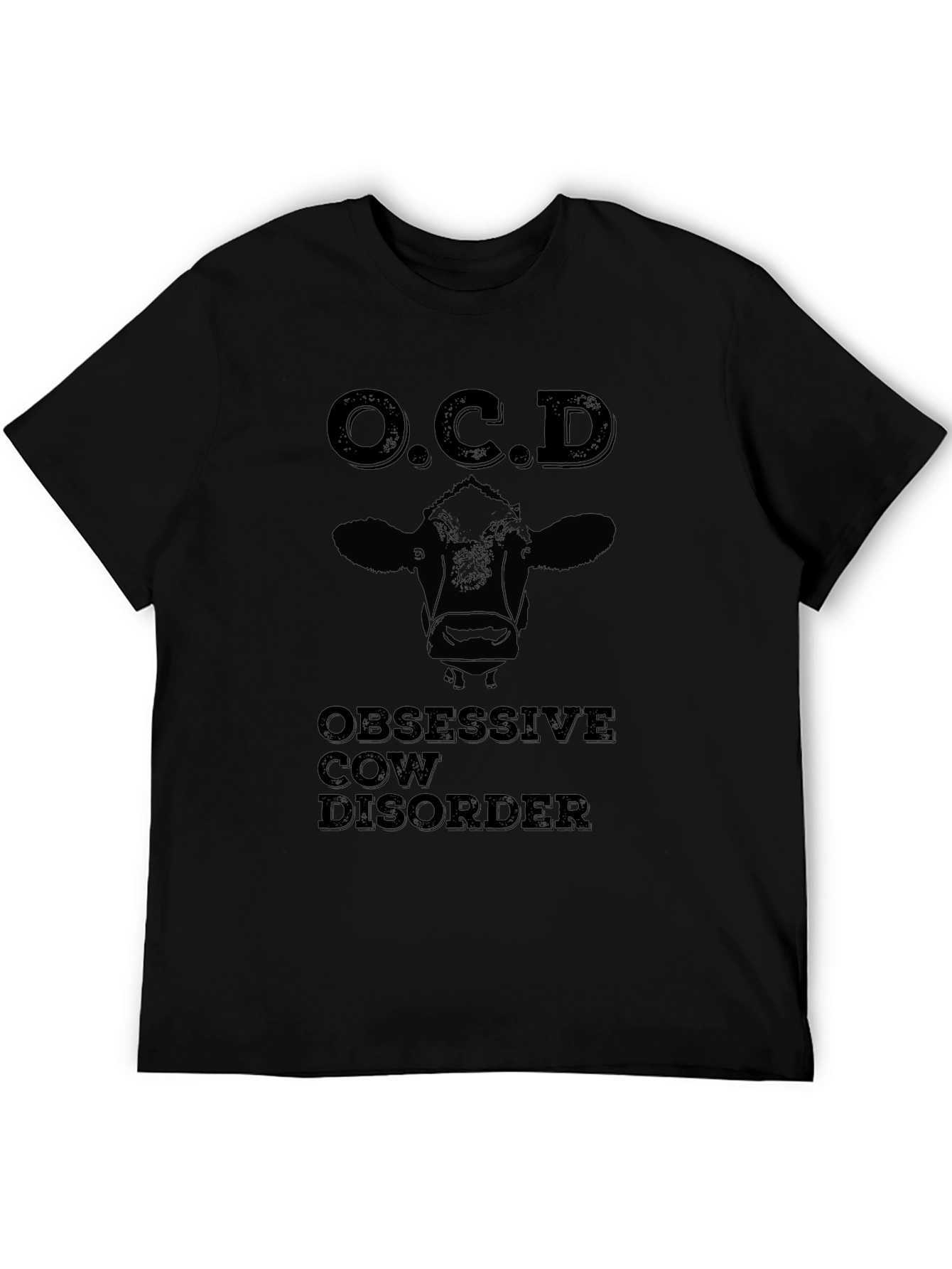O.C.D. Obsessive Cow Disorder Black T-Shirt