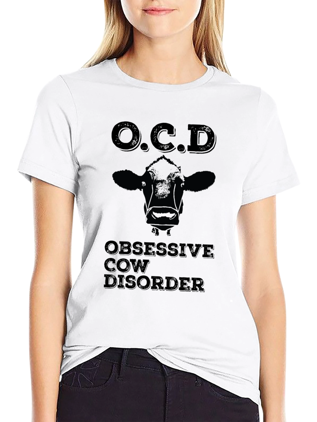 O.C.D. Obsessive Cow Disorder Black T-Shirt