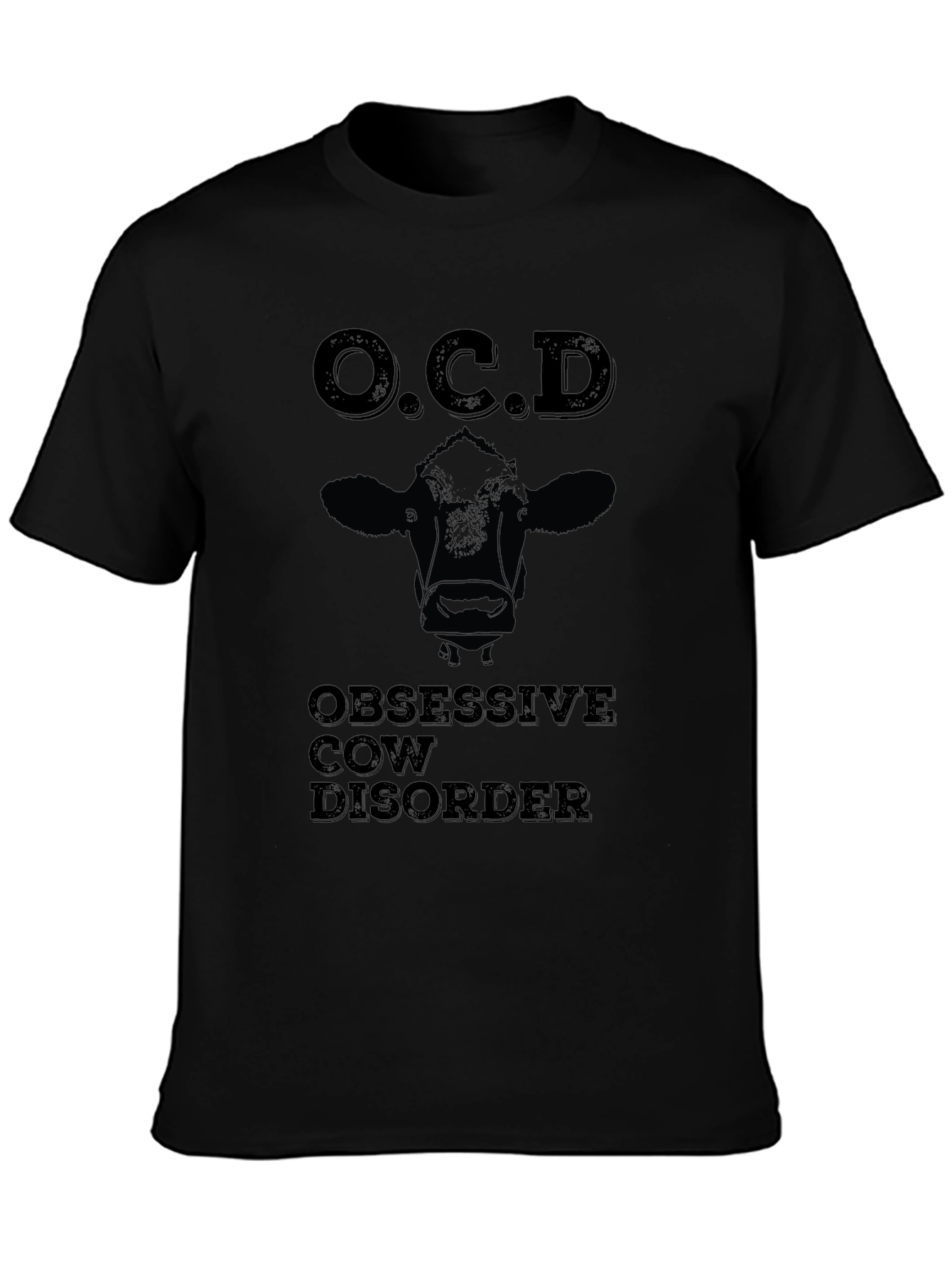O.C.D. Obsessive Cow Disorder Black T-Shirt