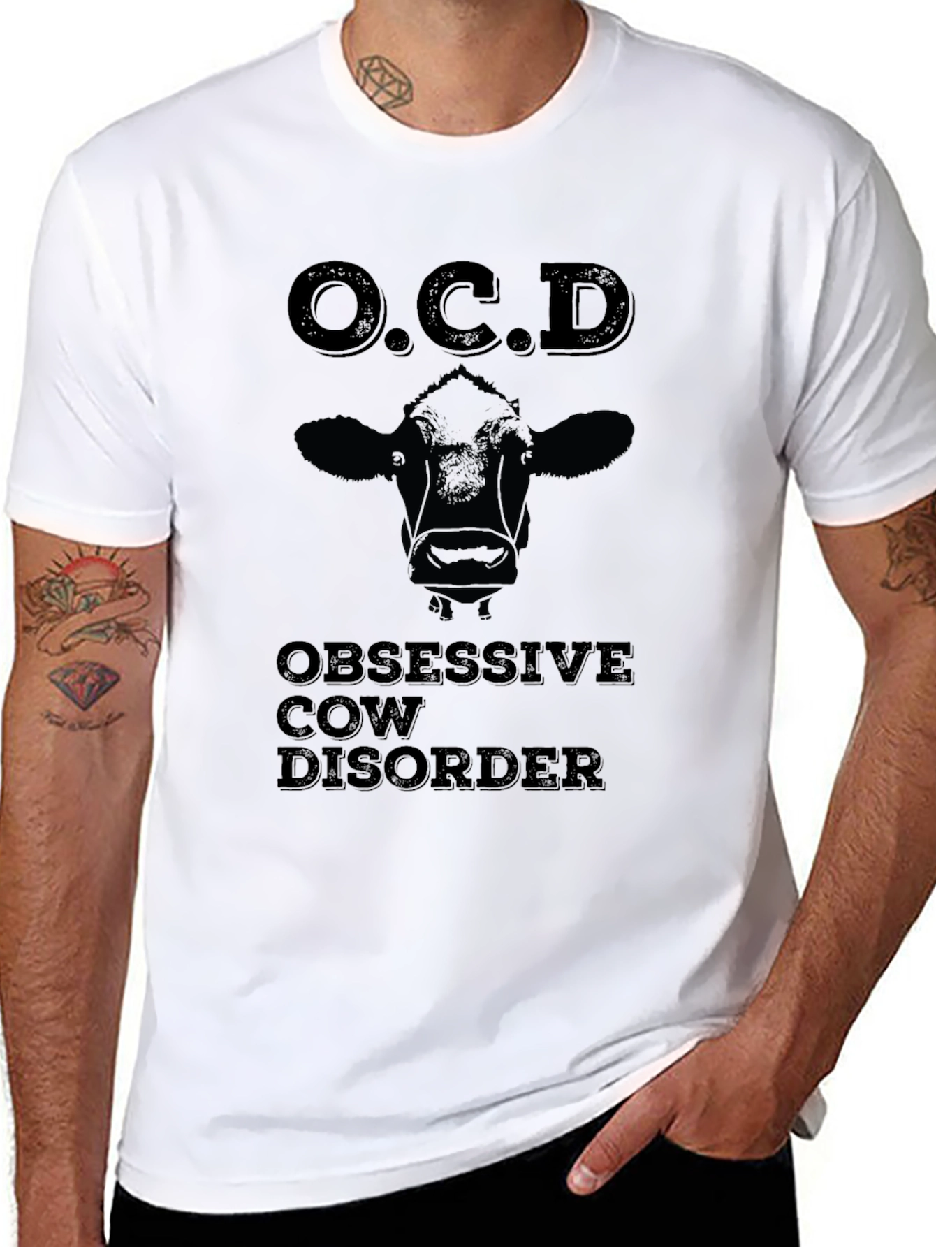 O.C.D. Obsessive Cow Disorder Black T-Shirt