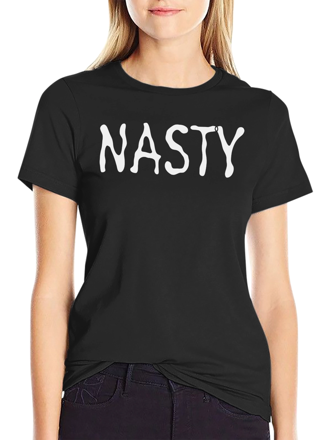 Nasty Tee - Black Cotton Graphic Print T-Shirt