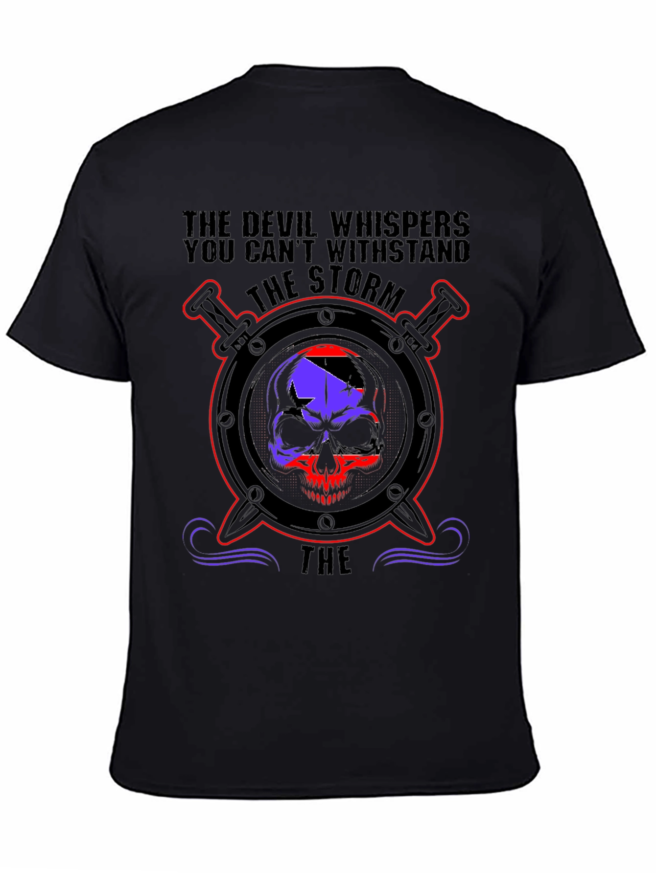 Devil Whispers Skull Graphic Tee - Storm Design