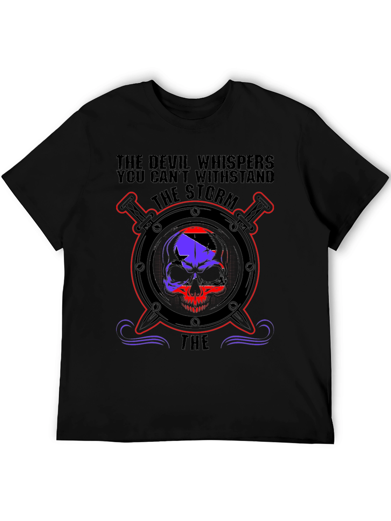 Devil Whispers Skull Graphic Tee - Storm Design