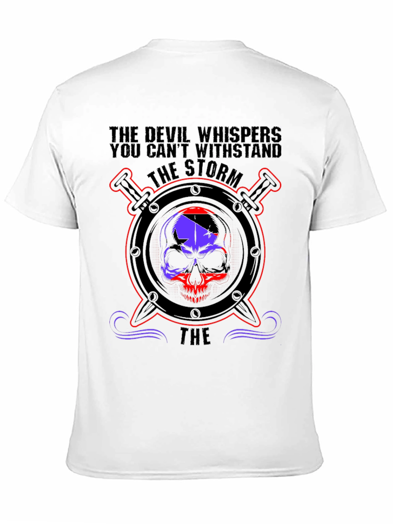 Devil Whispers Skull Graphic Tee - Storm Design