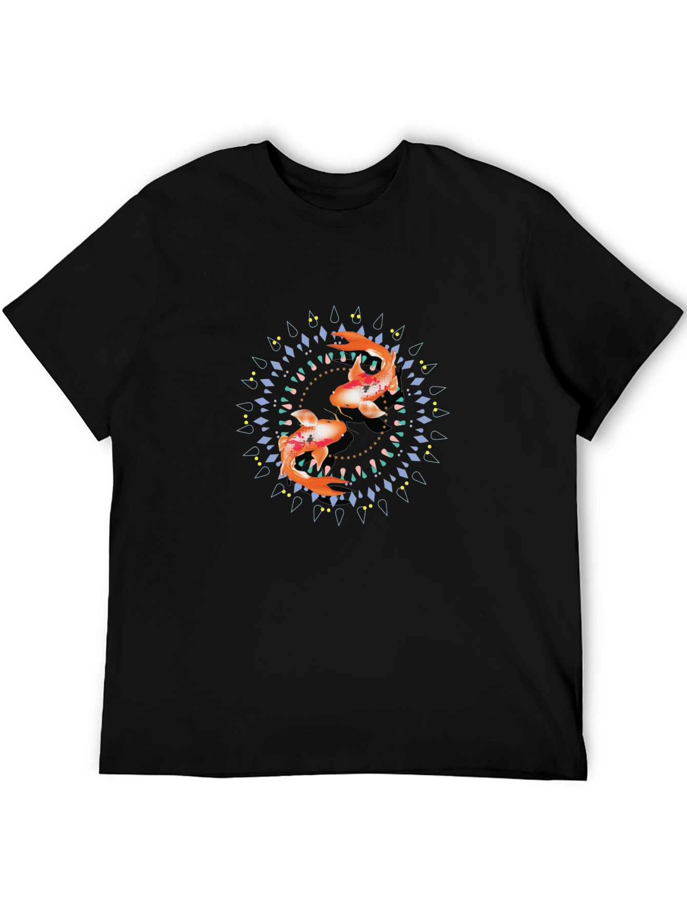 Koi Fish Mandala Black Graphic Tee