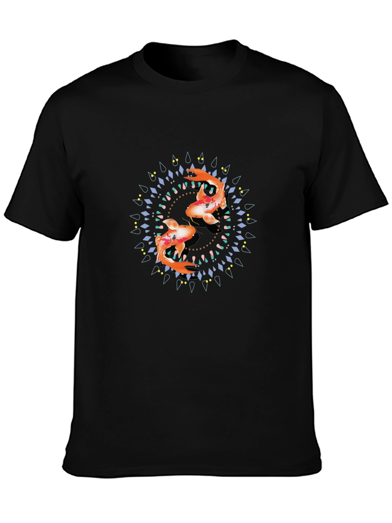 Koi Fish Mandala Black Graphic Tee