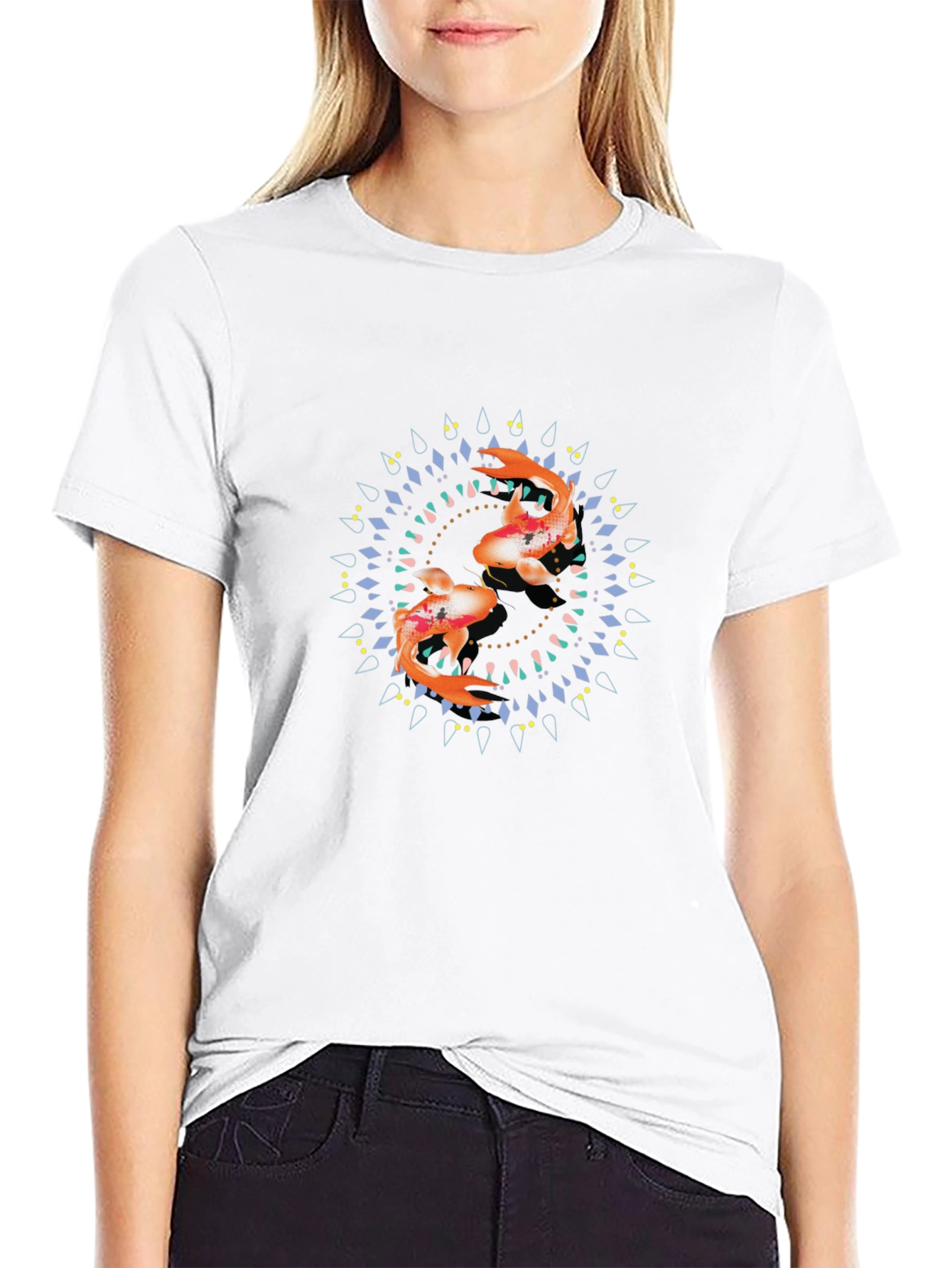 Koi Fish Mandala Black Graphic Tee