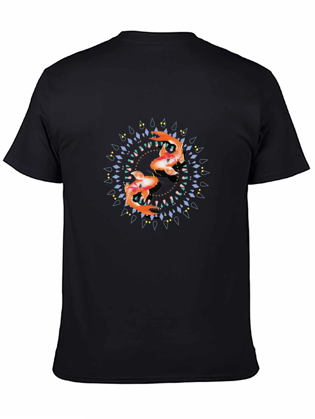 Koi Fish Mandala Black Graphic Tee