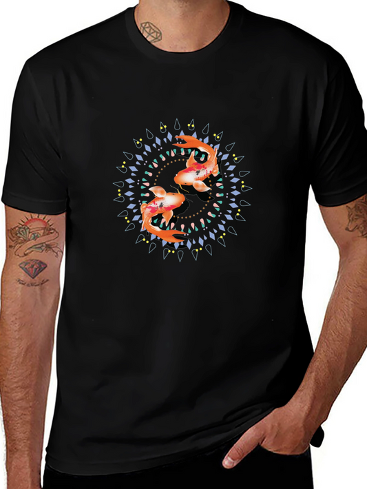 Koi Fish Mandala Black Graphic Tee