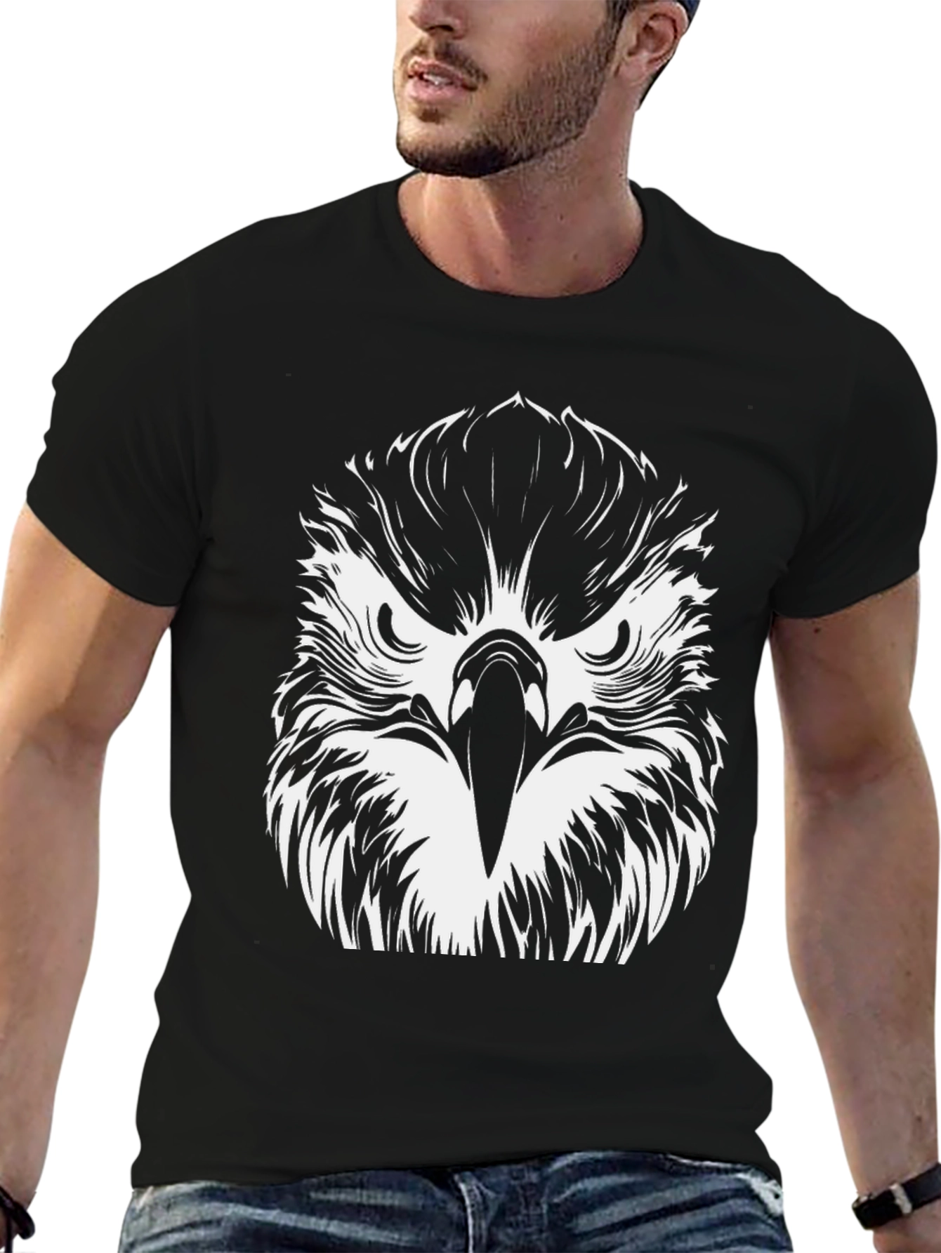 Eagle Graphic Tee - Bold Black Cotton T-Shirt