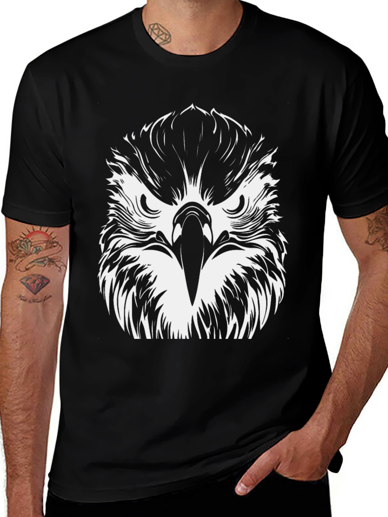 Eagle Graphic Tee - Bold Black Cotton T-Shirt