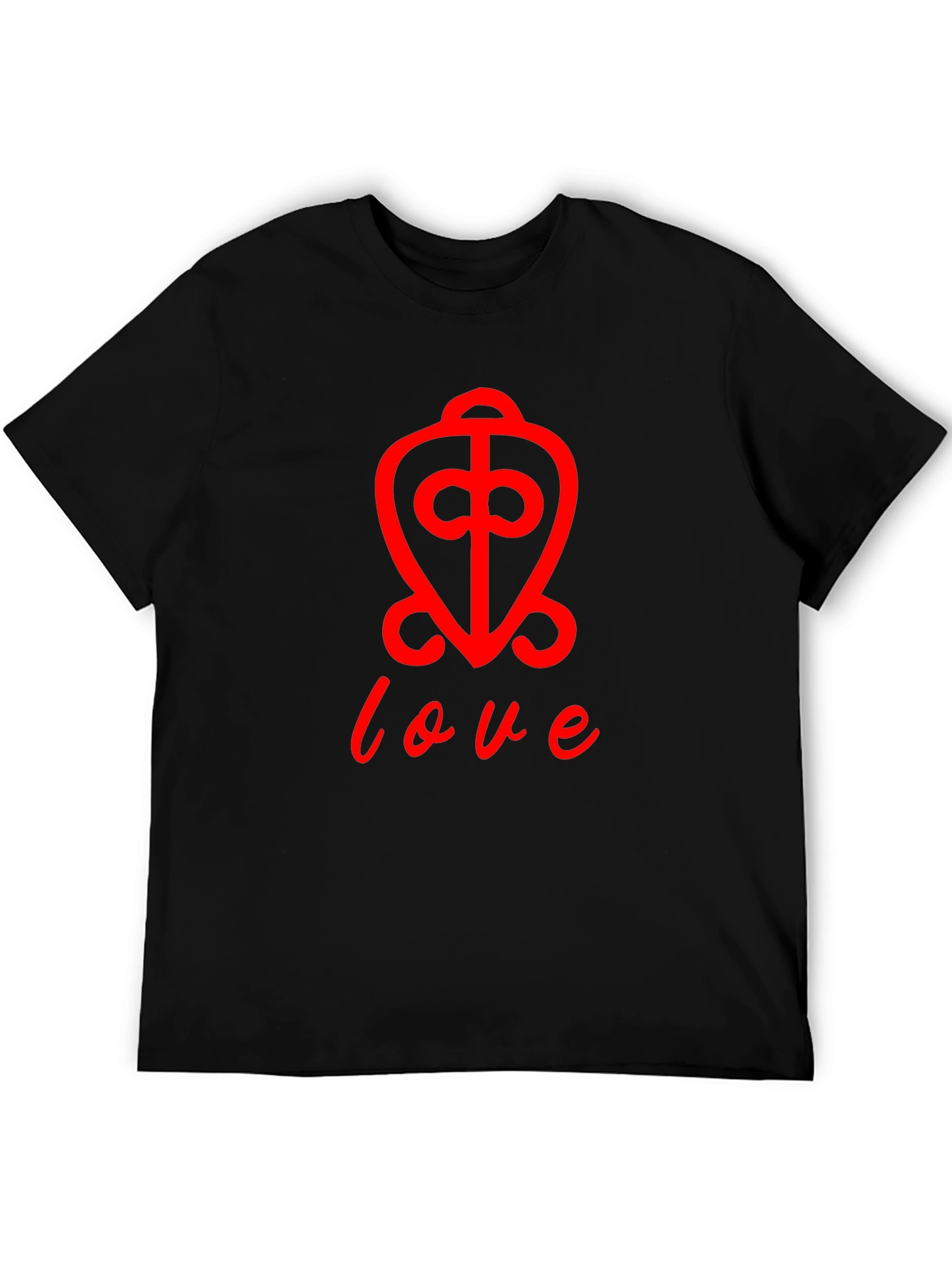 Love Symbol T-Shirt - Red Print on Black