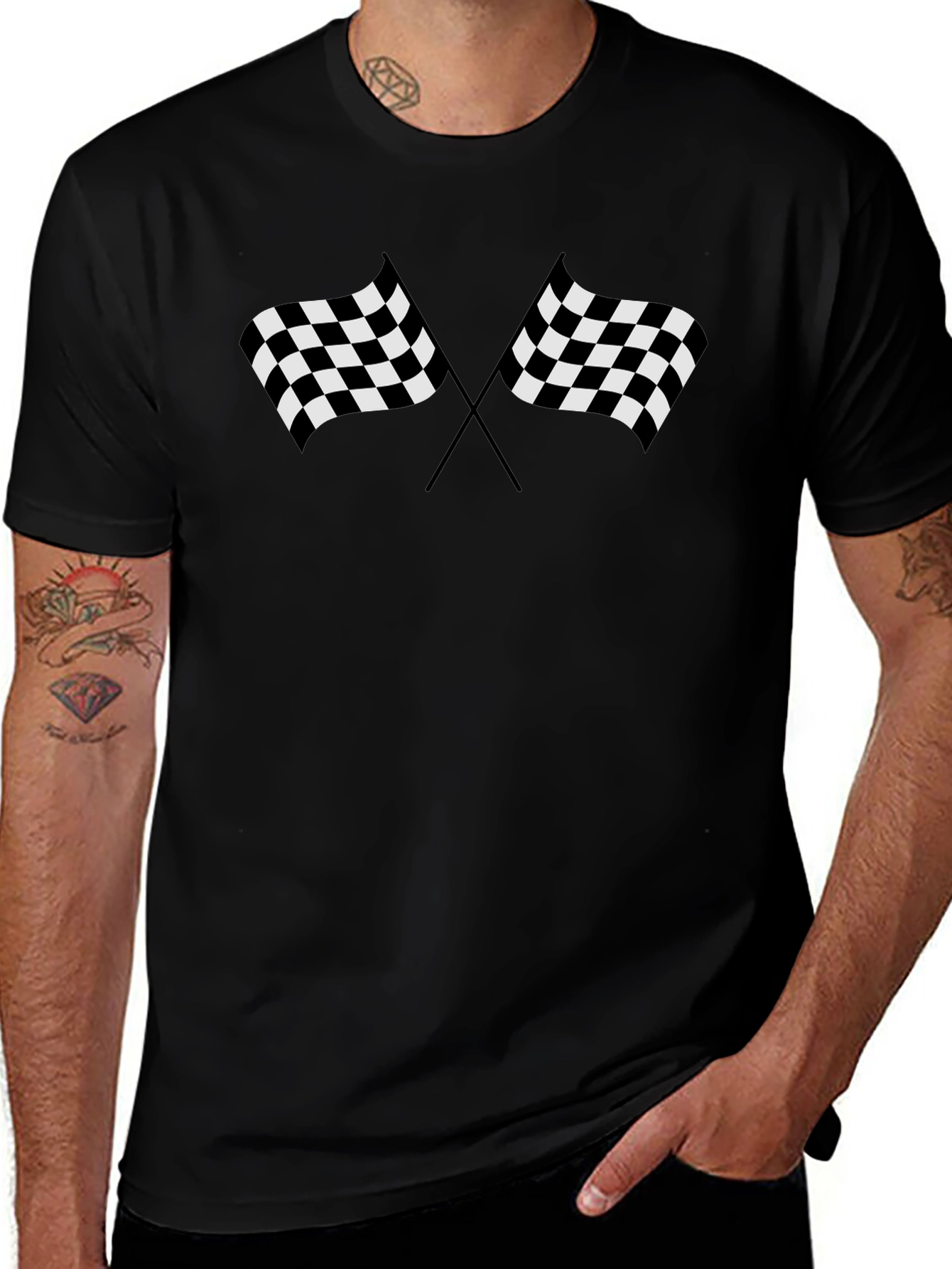 Checkered Flags Graphic Tee - Race Day Style
