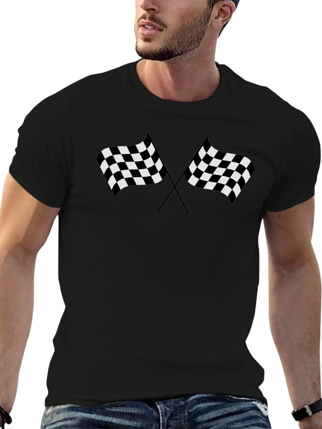 Checkered Flags Graphic Tee - Race Day Style